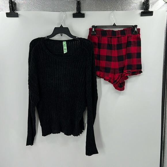 Honeydew Intimates Cabin Life Shortie Pajama Set - Black/Red - XL - NWT - Picture 1 of 7